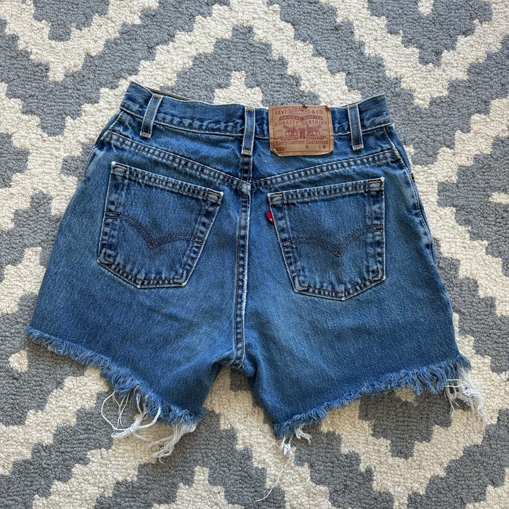 Levi Strauss Cut Off Blue Frayed Jean Shorts